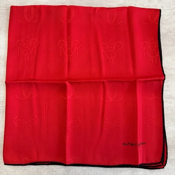 Cartier Elegant Red Silk Wrap - Picture 3 of 6